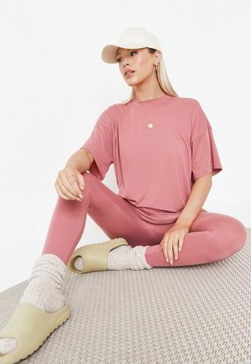 Missguided - Mauve Maternity Oversized T Shirt and Over Bump Leggings Co Ord Set | Missguided (US & CA)