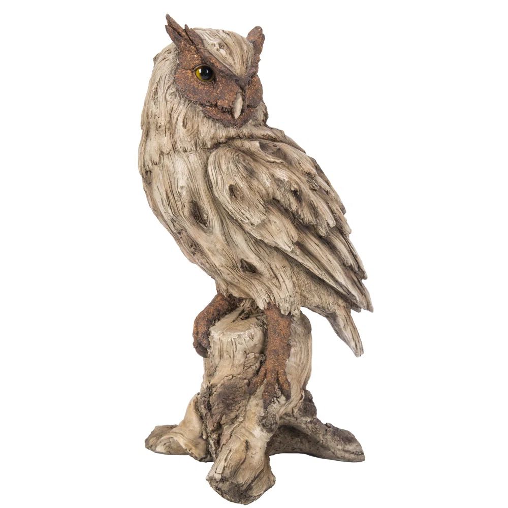 Hi-Line Gift Ltd. Driftwood Eagle Owl On Stump Statue & Reviews | Wayfair | Wayfair North America