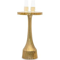 Small Round Gold Side Table by Objet D’Art, Accent, End, Pedestal, Martini, Drink Table for Liv... | Amazon (US)