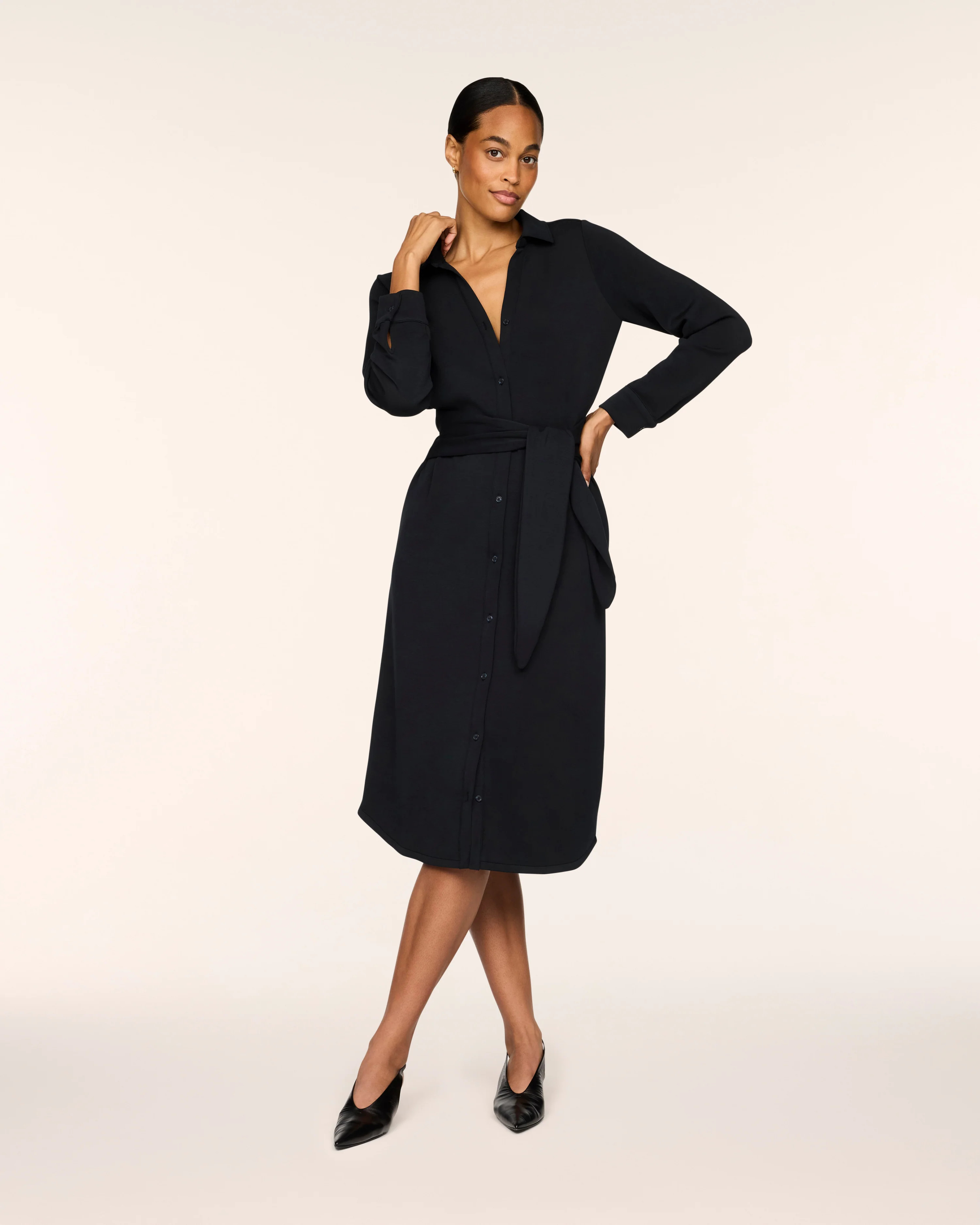 AirEssentials Tie-Waist Midi Shirt Dress | SPANX | Spanx