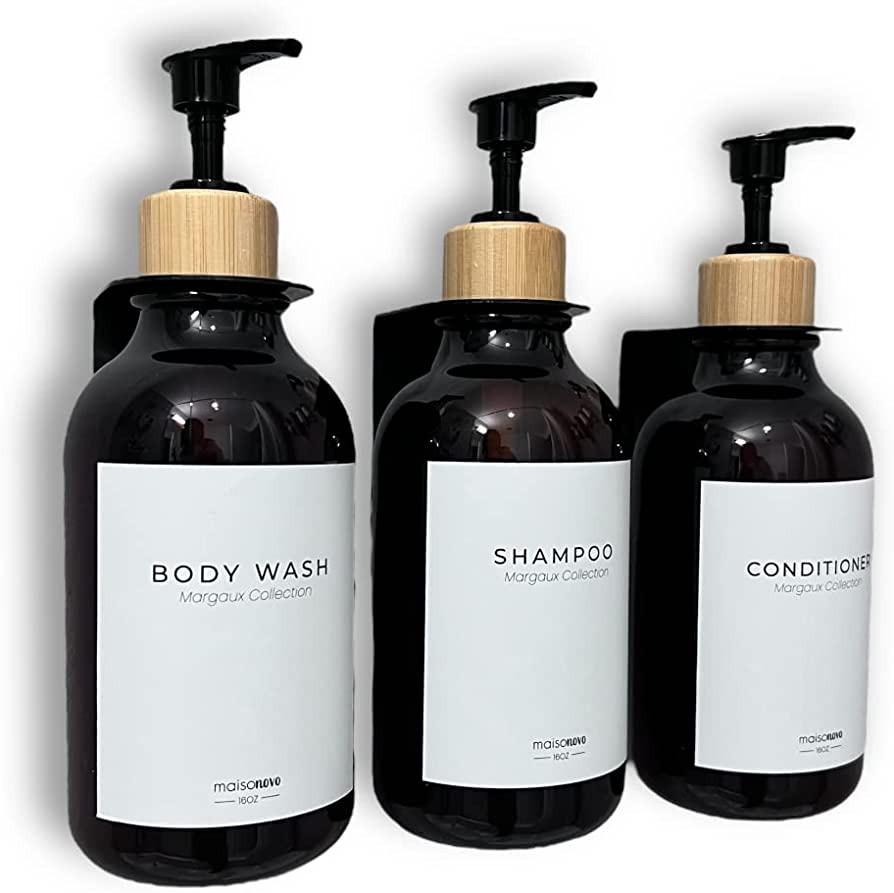 MaisoNovo Shampoo Dispenser for Shower Wall 3 Chamber - Drill Free Shower Soap Dispenser Wall Mou... | Amazon (US)