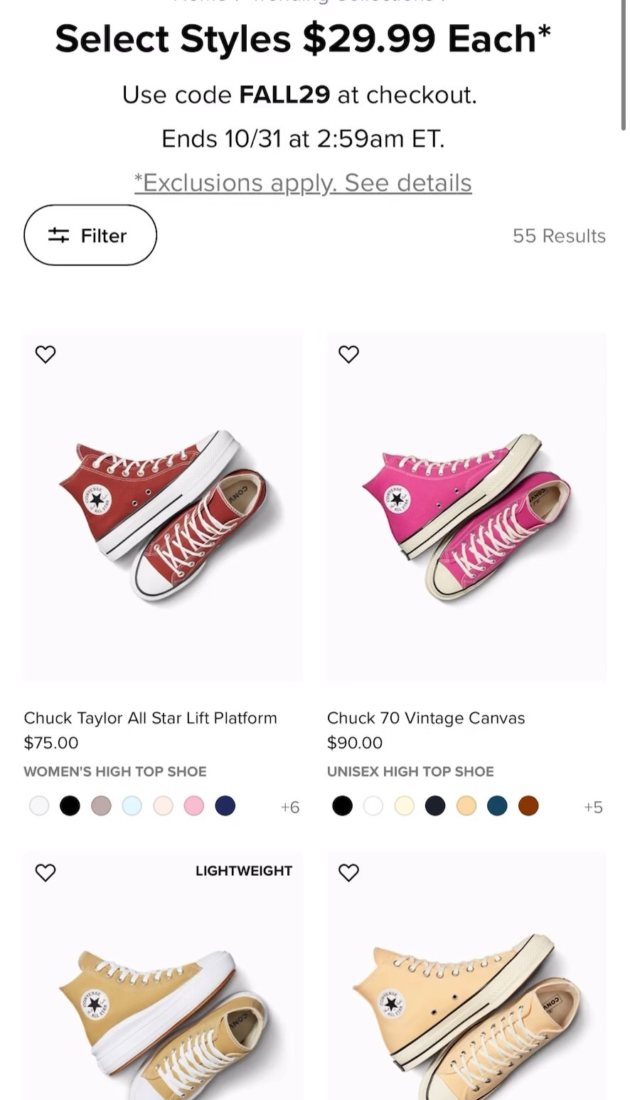 CONVERSE SALE 🚨 $30 with code 

#LTKshoecrush #LTKHolidaySale #LTKfindsunder50