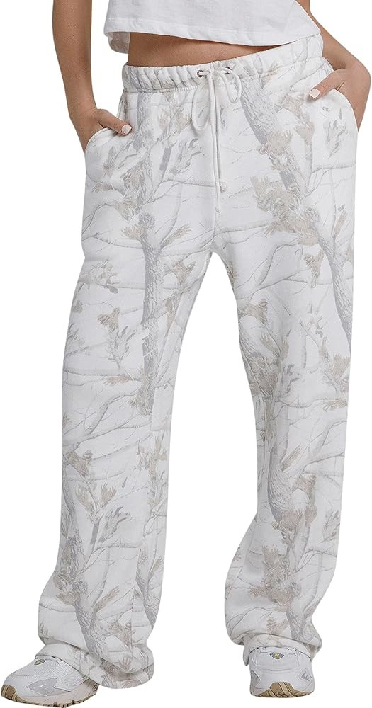 YKR Women's Camo Pants Y2K Camouflage Wide Leg Sweatpants Elastic Waist Drawstring Baggy Joggers ... | Amazon (US)