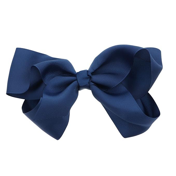 5.5 Inch Grosgrain Hair Bow Clip For Woman And Girls (Navy) | Amazon (US)