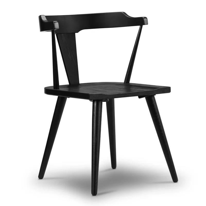 Agata Solid Wood Slat Back Side Chair in Black | Wayfair North America