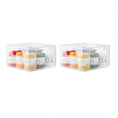 2 Pack, 10" X 10" X 6"Large Clear Plastic Storage Bin Organizer, Kitchen | SHEIN