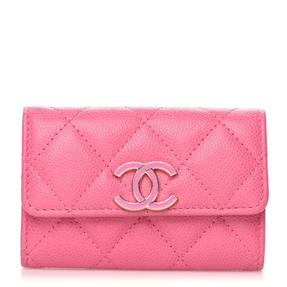 Caviar Quilted Flap Card Holder Pink | FASHIONPHILE (US)