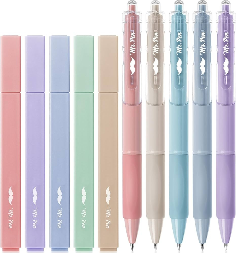 Mr. Pen- Aesthetic Highlighters and Gel Pens, 10 Pack, Pastel Colors No Bleed Bible Highlighters,... | Amazon (US)
