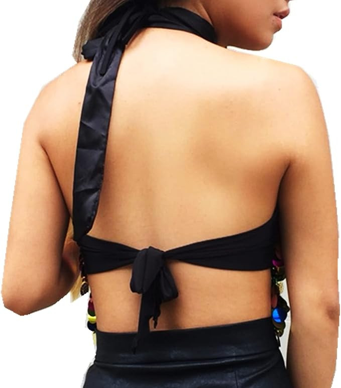 Sequin Halter Bra Top Boho Festival Party Club Rave Cami Tank Tops | Amazon (US)