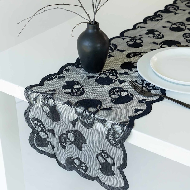 Skull Lace Table Runner, 72x13 | At Home