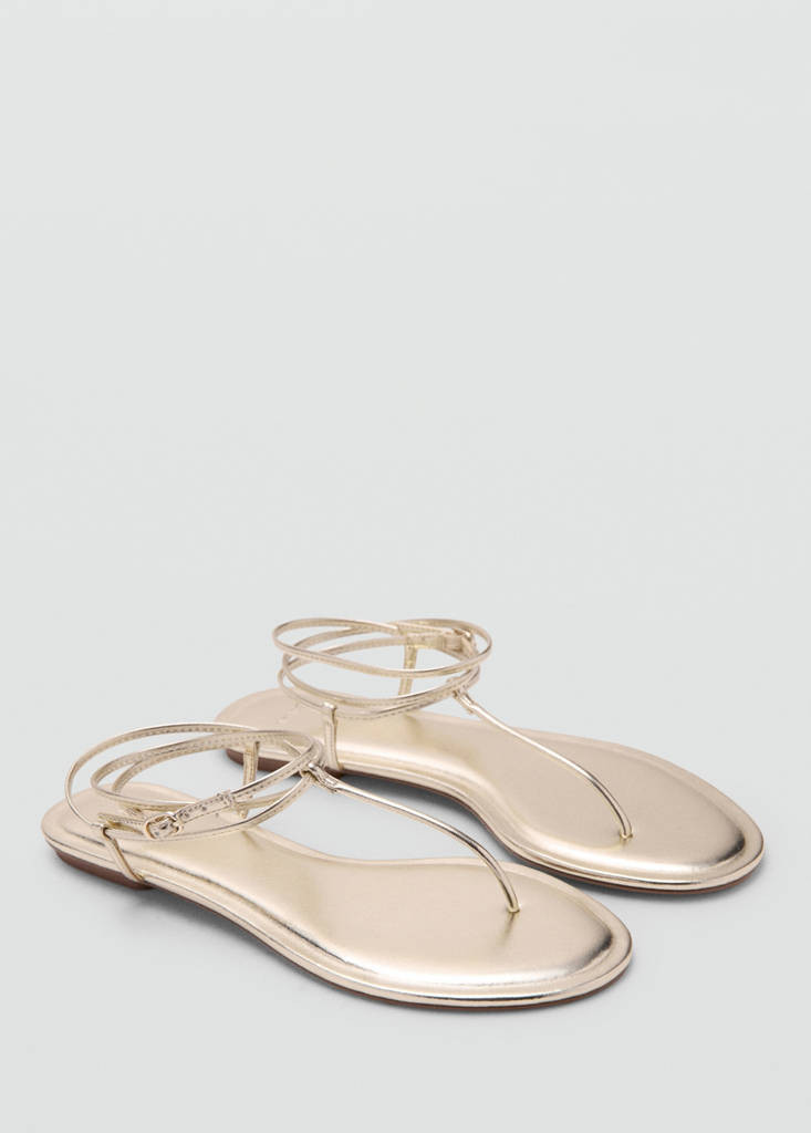 Metallic straps sandals gold - Woman - 7½ - MANGO | Mango (US/MX/AU)