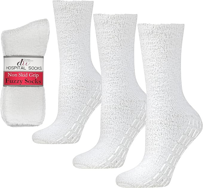 Debra Weitzner Non-slip Hospital Socks Fuzzy Slipper Grip Socks For Women Men 3 Pairs | Amazon (US)