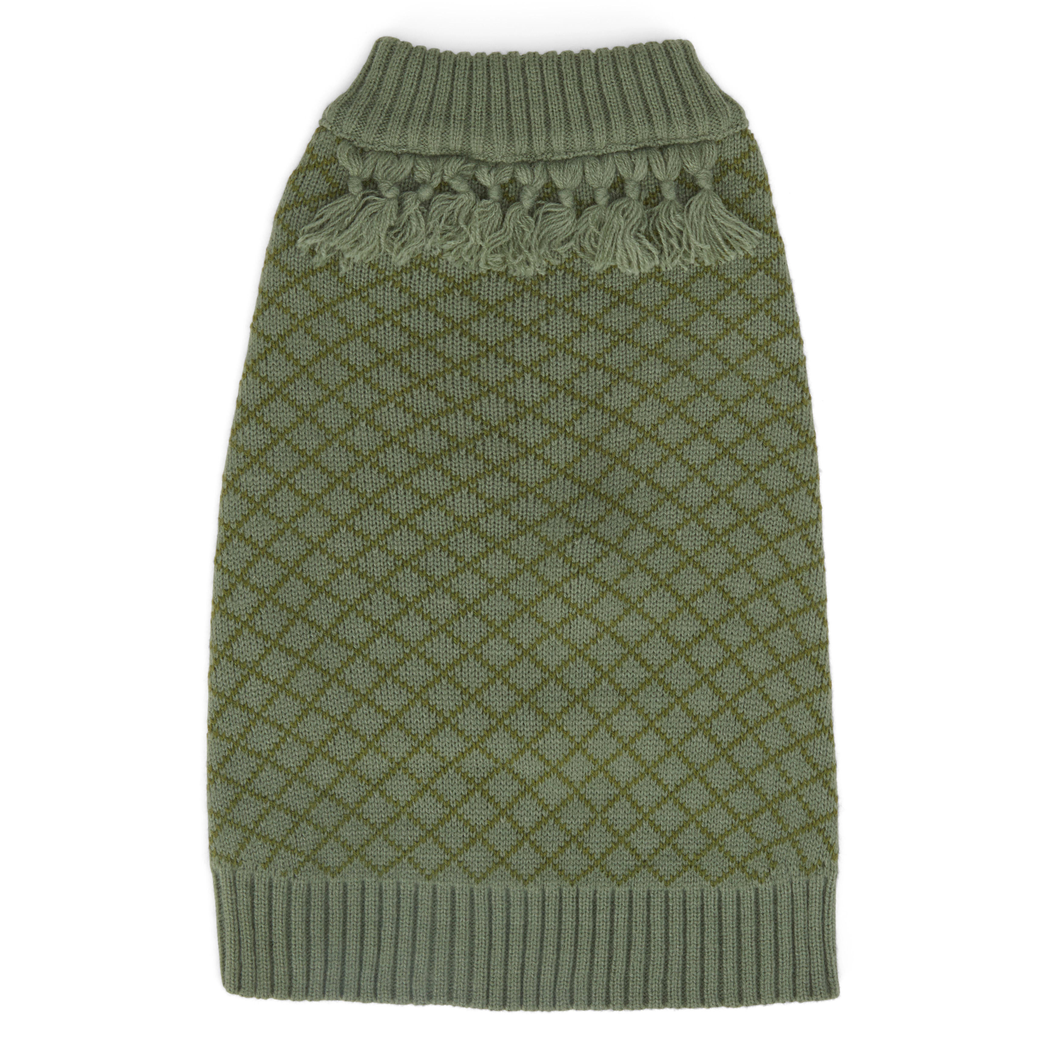 YOULY The Artist Olive Fringe Knit Dog Sweater, XX-Small | Petco