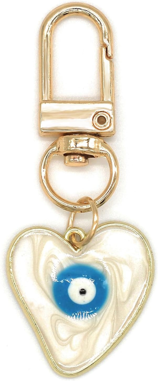Evil Eye Keychains Sweat-heart Keychains Protection Charm for Women Men Car Key Ring Bag Purse Ac... | Amazon (US)
