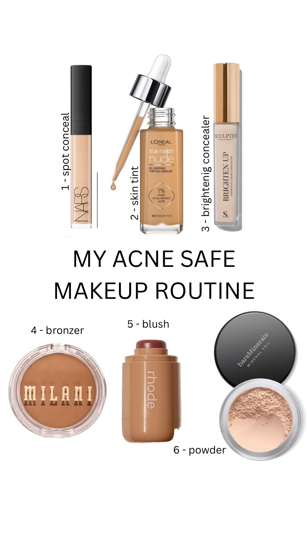 my current acne safe makeup routine! Everything is linked below💕