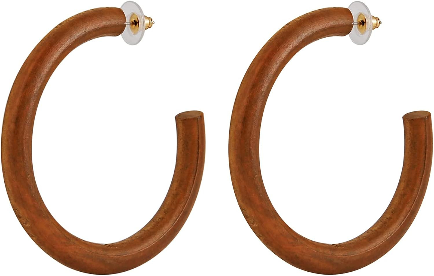 Scddboy Wooden Hoop Earrings for Women Geometric Lightweight Dangle Drop Earrings | Amazon (US)