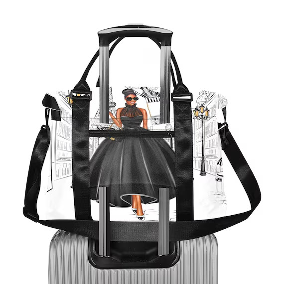 African American Duffle Bag with Trolley Sleeve - Carry on Travel Bag - Paris Themed Bag - Duffle... | Etsy (US)