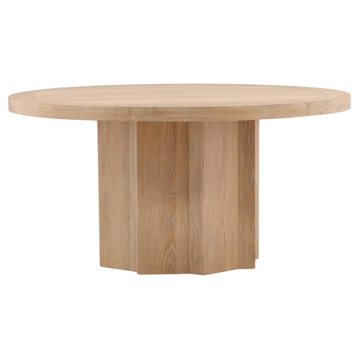 Manel Modern Classic Natural Brown Wood Round Dining Table - 60 | Kathy Kuo Home