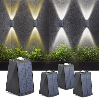 4 Pack Solar Wall Light UP and Down,60 Ultra High Lumens 2 Led Illuminate Outdoor Lamp IP65 Water... | Amazon (CA)