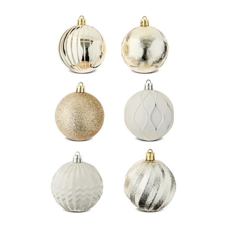50-Count Champagne Shatterproof Christmas Ball Ornaments, by Holiday Time - Walmart.com | Walmart (US)