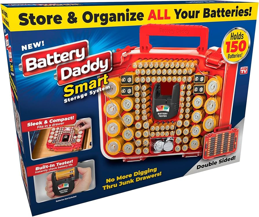 Ontel Battery Daddy Smart - Battery Organizer Storage Case with Tester, Stores & Protects Up to 1... | Amazon (US)