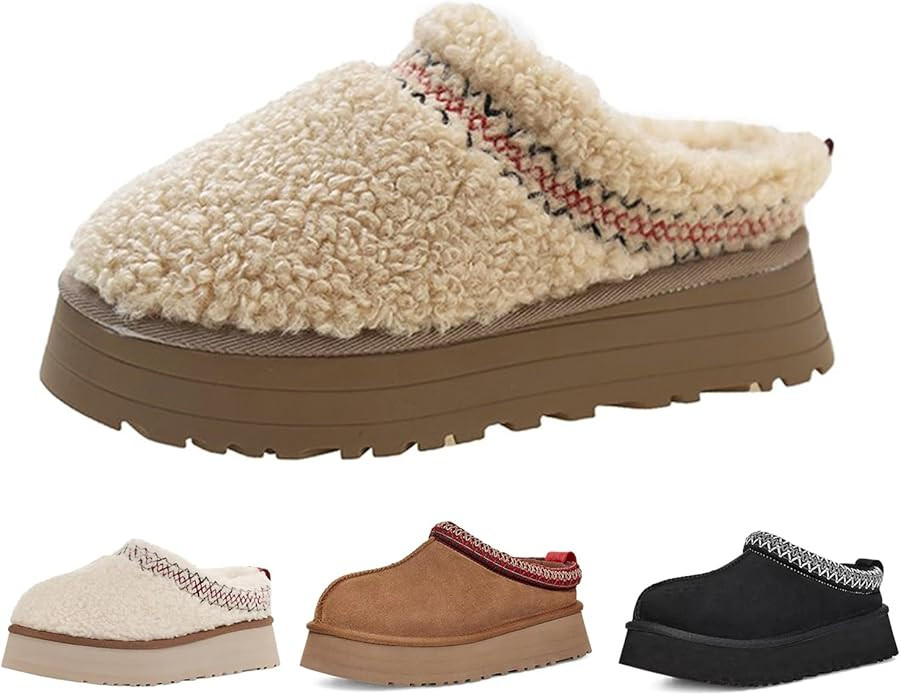 Fashion Winter plush platform Short Ankle boots for kids Fur Fleece Lined slippers girl boy warm ... | Amazon (US)