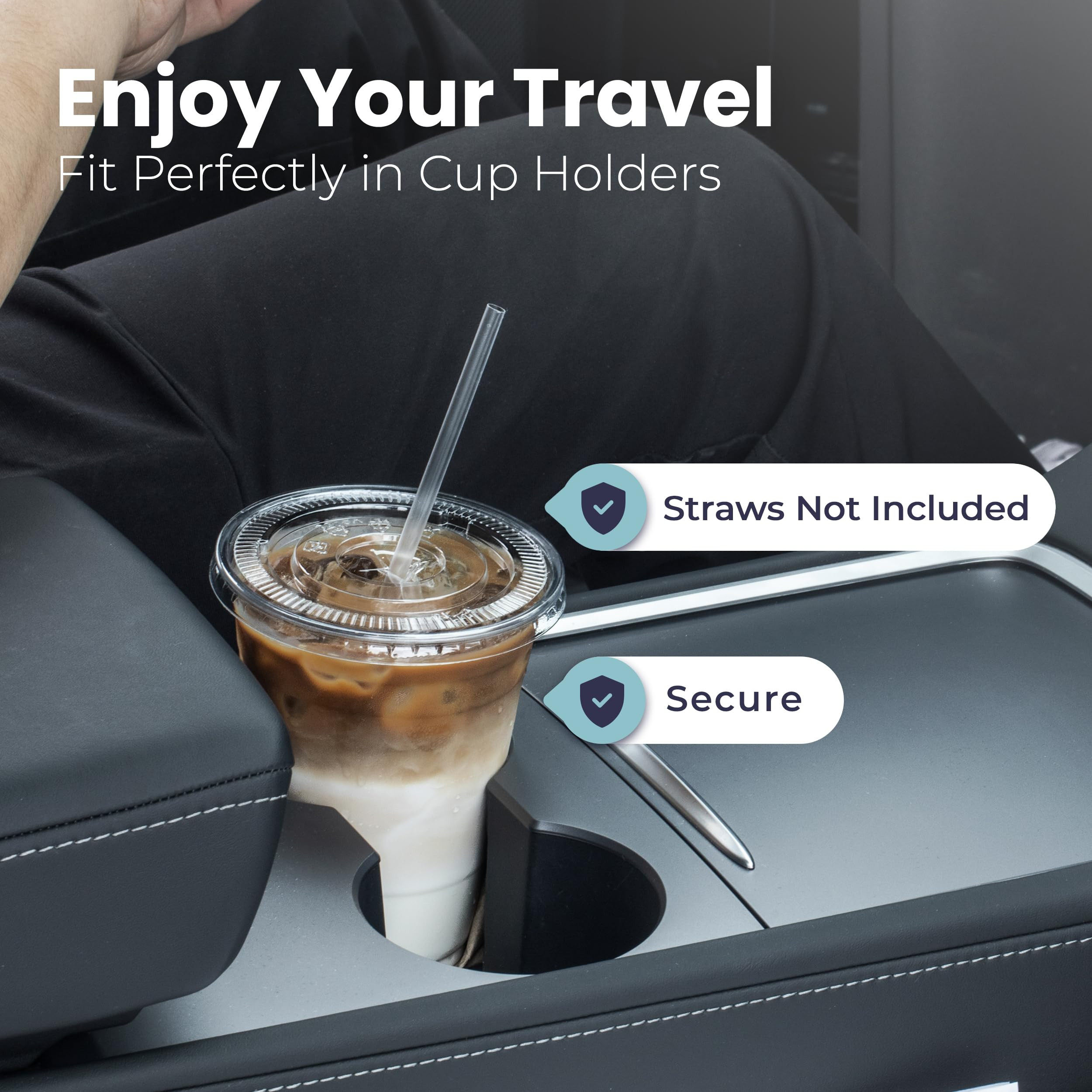 Fit Meal Prep 100 Pack 16 oz Clear Plastic Cups with Flat Lids, Disposable Iced Coffee Cups, BPA ... | Amazon (US)