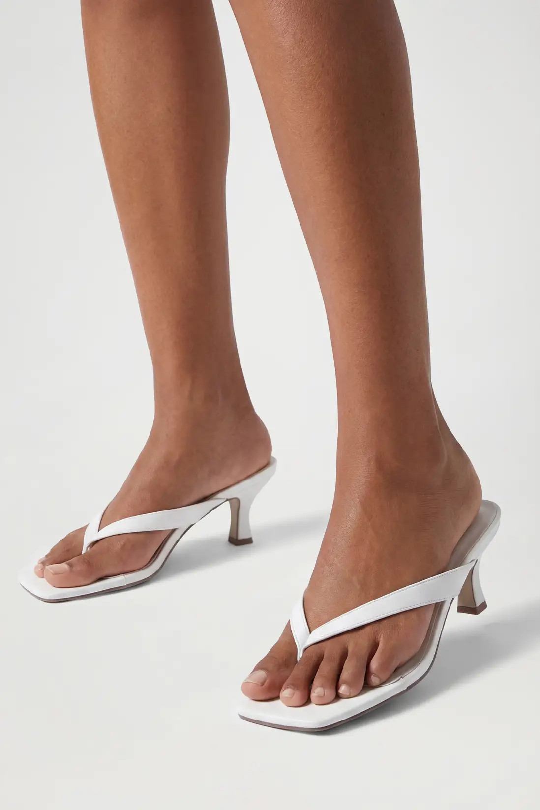 White Toe Post Square Toe Heeled Mules | Boohoo | Boohoo.com (UK & IE)