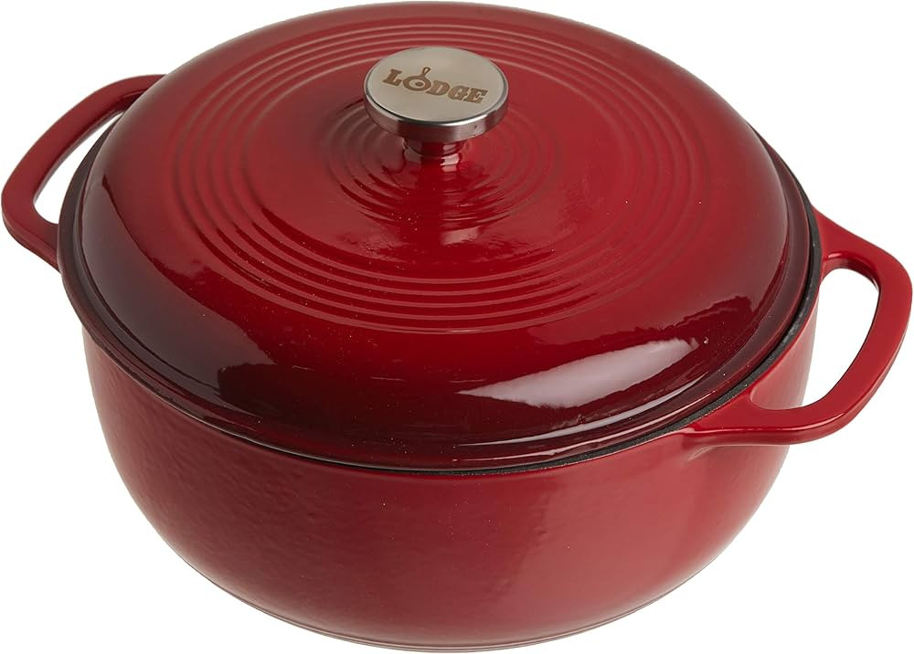 Lodge 6 Quart Enameled Cast Iron Dutch Oven with Lid – Dual Handles – Oven Safe up to 500° F... | Amazon (US)