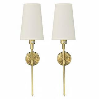 6 in. 1-Light Gold Wall Sconce Set of 2, Long Fabric Shade Wall Lamps for Bedroom or Living Room | The Home Depot