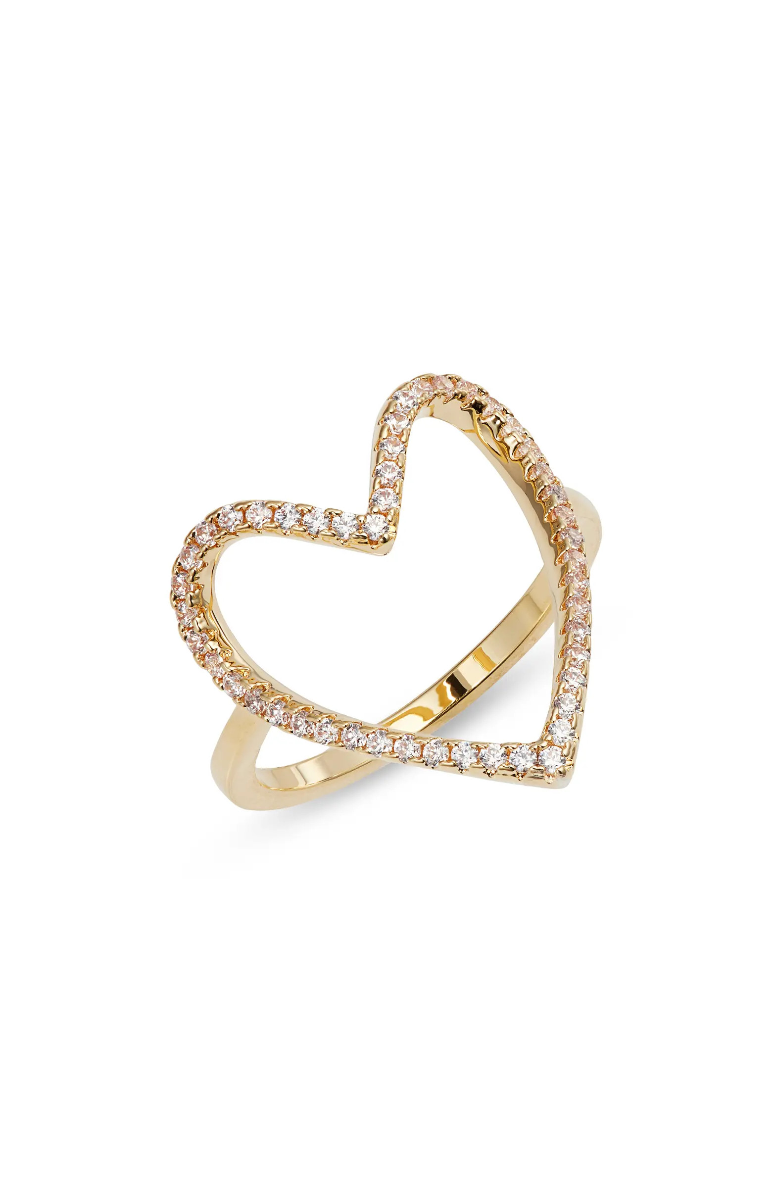 Nordstrom Pavé Cubic Zirconia Open Heart Ring | Nordstrom | Nordstrom