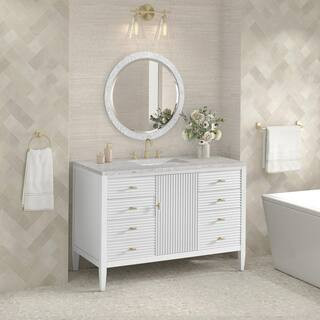 James Martin Vanities Myrrin 48.0 in. W x 23.5 in. D x 34.06 in. H Single Bathroom Vanity Bright ... | The Home Depot