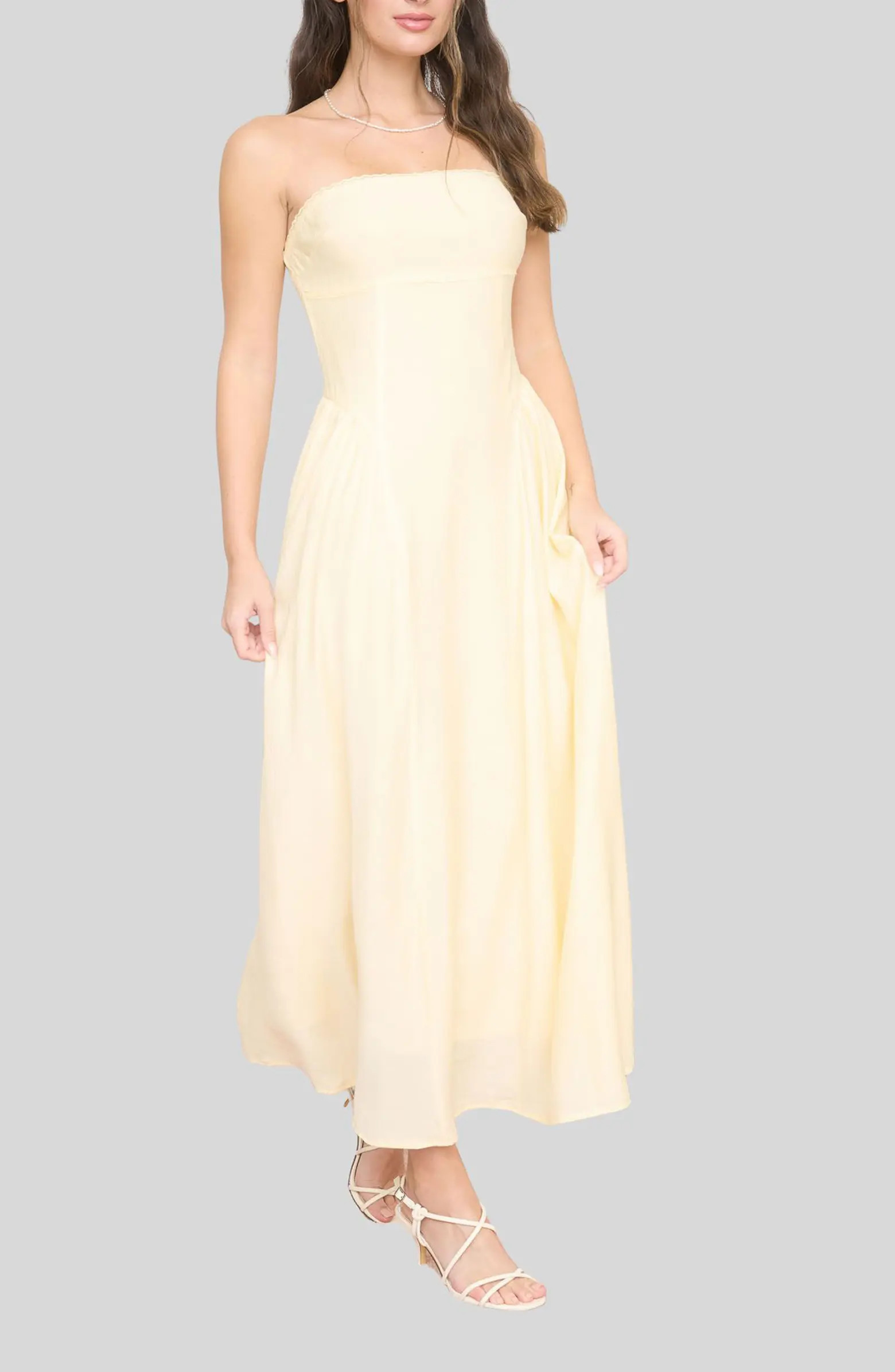 Blu Pepper Strapless Fit & Flare Midi Dress | Nordstromrack | Nordstrom Rack
