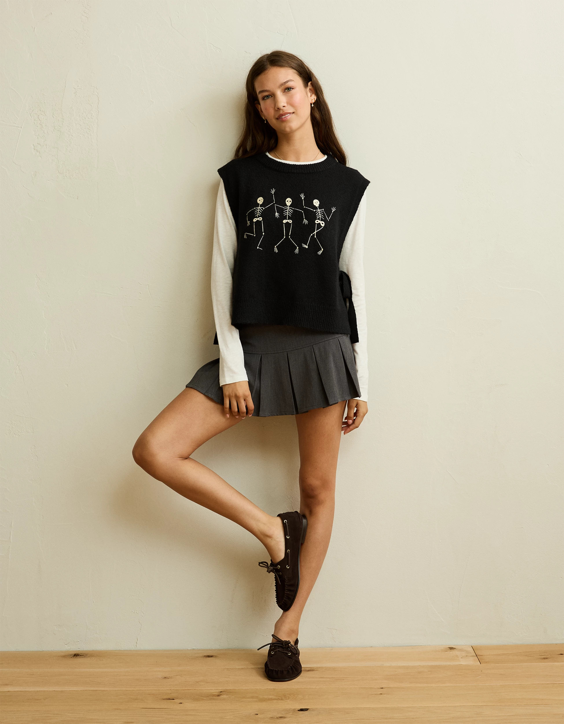 AE Whoa So Soft Skeleton Side-Tie Sweater Vest | American Eagle Outfitters (US & CA)
