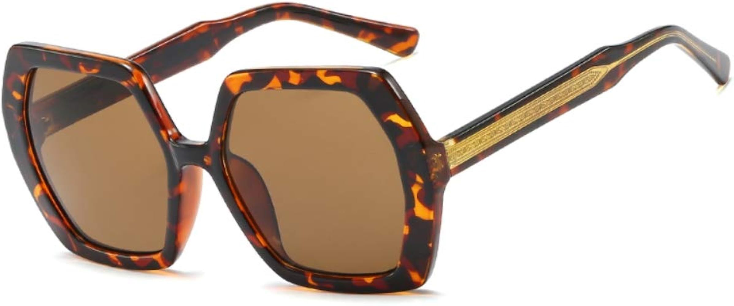 Freckles Mark 60s Retro Inspired Oversized Hexagonal Sunglasses Irregular Trendy Vintage Glasses | Amazon (US)