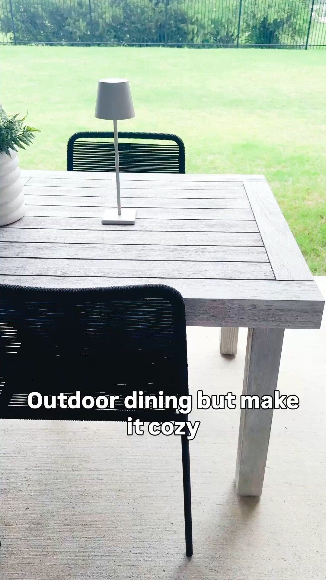 Creating a cozy outdoor dining space doesn’t have to be complicated—this simple patio setup with a neutral outdoor table, modern black dining chairs, cordless table lamps, and a clean planter centerpiece creates an elevated, organic modern look that feels both functional and inviting. I love mixing affordable outdoor furniture with a few statement pieces to make the space feel styled but still livable, especially for everyday dinners or hosting. These outdoor decor finds are perfect for patios, backyards, and covered outdoor spaces, and they transition easily through seasons. Follow me on LTK for daily home decor, outdoor styling ideas, and affordable finds.

#LTKHome #LTKSeasonal #LTKSaleAlert