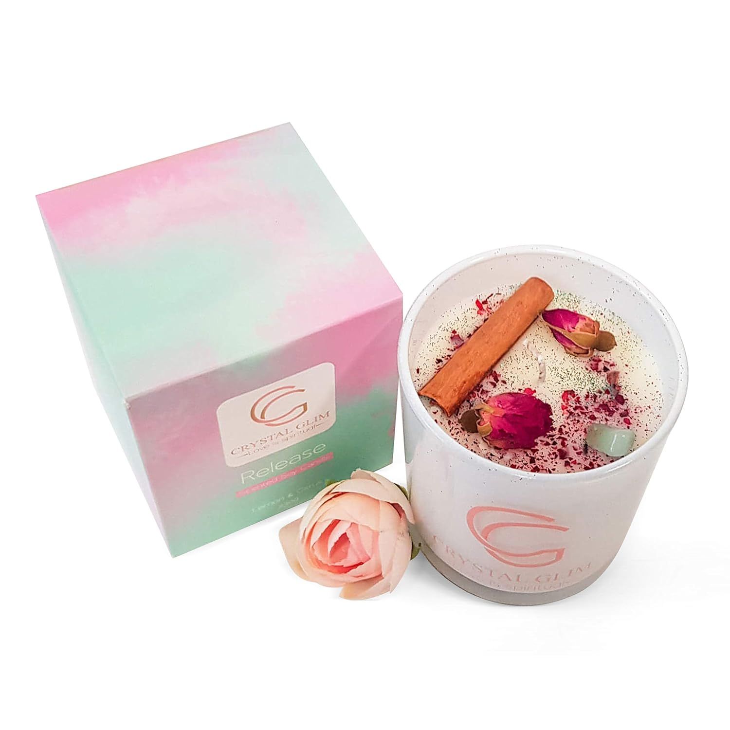 Manifestation Candle- Aventurine Sandalwood Musk Crystal Candle-8 OZ Crystal infused Candle-Natur... | Amazon (US)