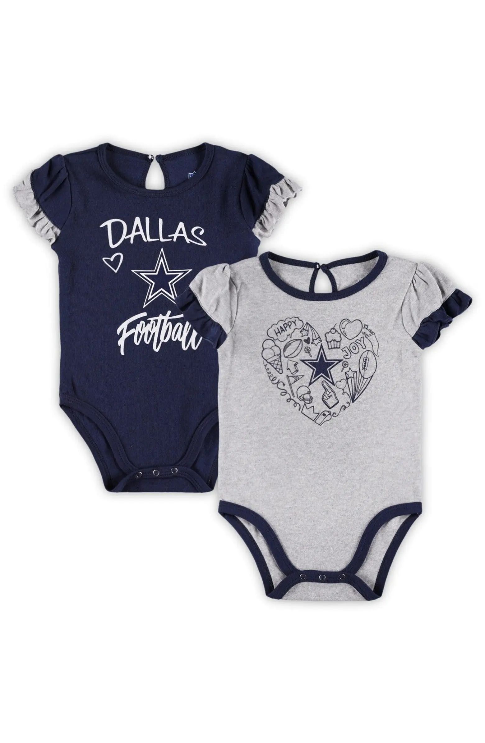 Newborn & Infant Navy/Gray Dallas Cowboys Two-Pack Too Much Love Bodysuit Set | Nordstrom