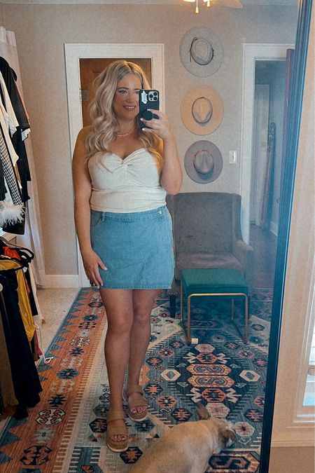 Going full on summer today! Jean skirt, Amazon top, loving tan mouse, and a shell necklace. You can’t get more summer! 

#LTKcurves #LTKunder50