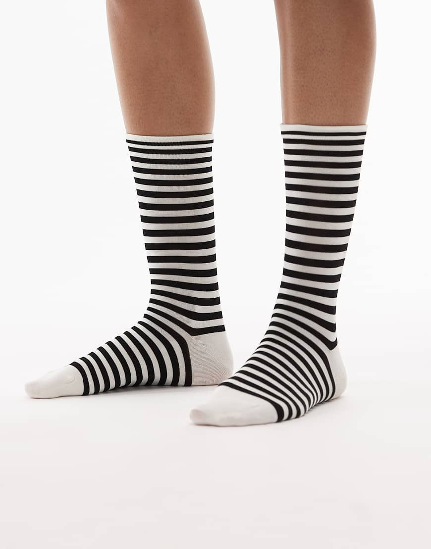 & Other Stories multi striped ankle socks in black and white | ASOS (Global)