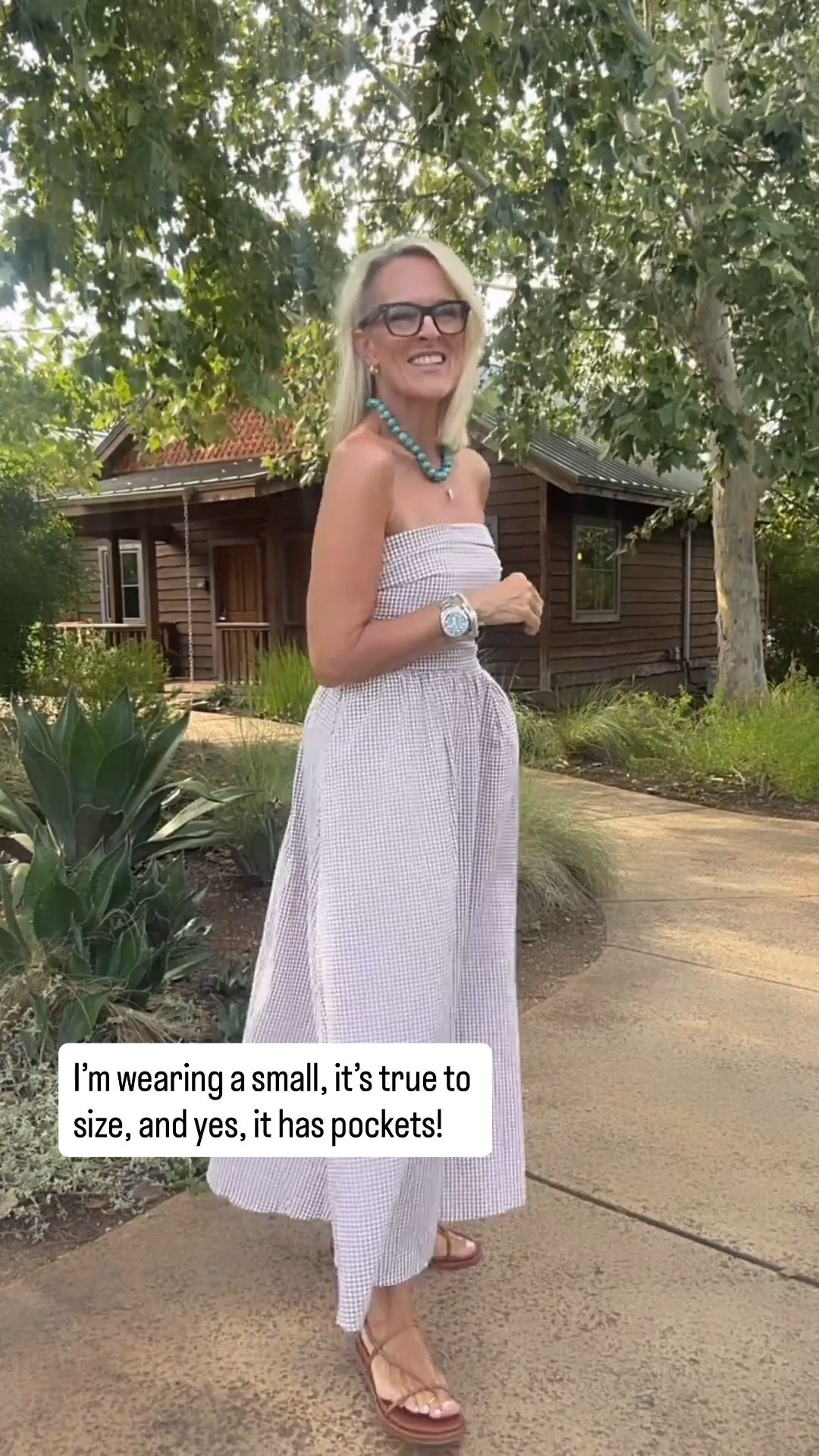 This gingham maxi dress is one of those easy pieces you’ll wear all summer long! I’m wearing a small, it’s true to size, and yes—it has pockets! The smocked bodice gives it a flattering fit while still being super comfortable.

💡 LTK MADE EASY
❤️ Heart = Support my posts!
🔖 Save = Get sale & restock alerts
📋 Lists = Keep favorites organized
📲 Share = Send lists and products to a friend. Hello, Christmas List!
💬 Comment = Ask me anything about these finds. :-)

#LTKootd #LTKOver40 #LTKSeasonal