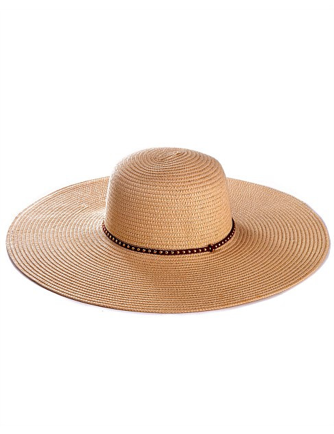 WIDE BRIM HAT WITH STUD TRIM | David Jones (Australia & New Zealand)