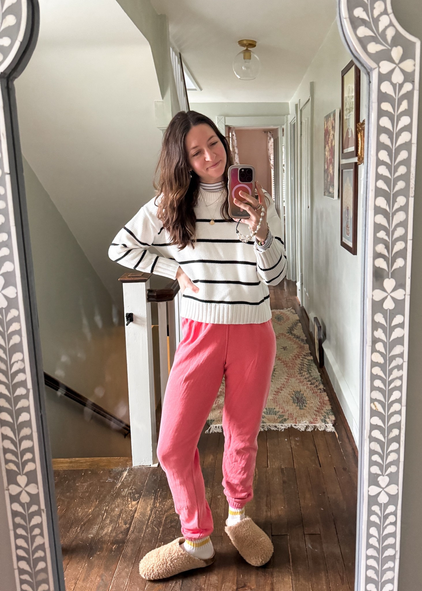 What I wore to my son’s basketball game 🏀 I try for a mix of casual, comfortable, & fun, & I love these pink sweatpants! I wore this with sneakers for a cute sports mom vibe 🩷 

#LTKmomlife #LTKgrwm #LTKootd