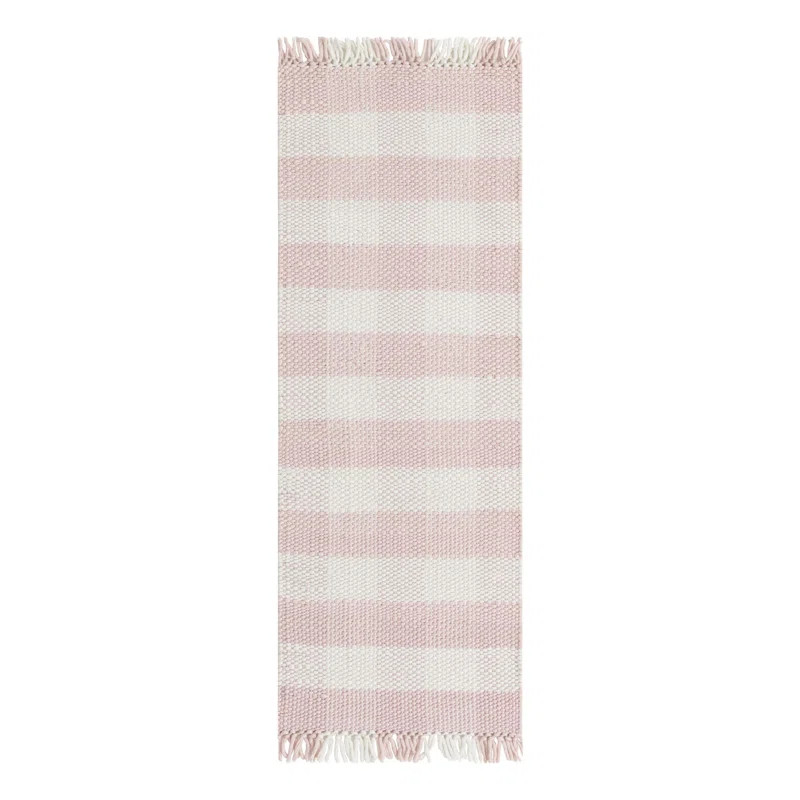 Masaki Handmade Flatweave Recycled P.E.T. Pink/Ivory Machine Washable Indoor/Outdoor Rug | Wayfair North America