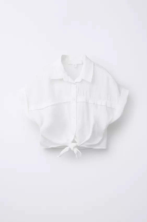 SCHIFFLY HEM DENIM SHIRT | Zara US