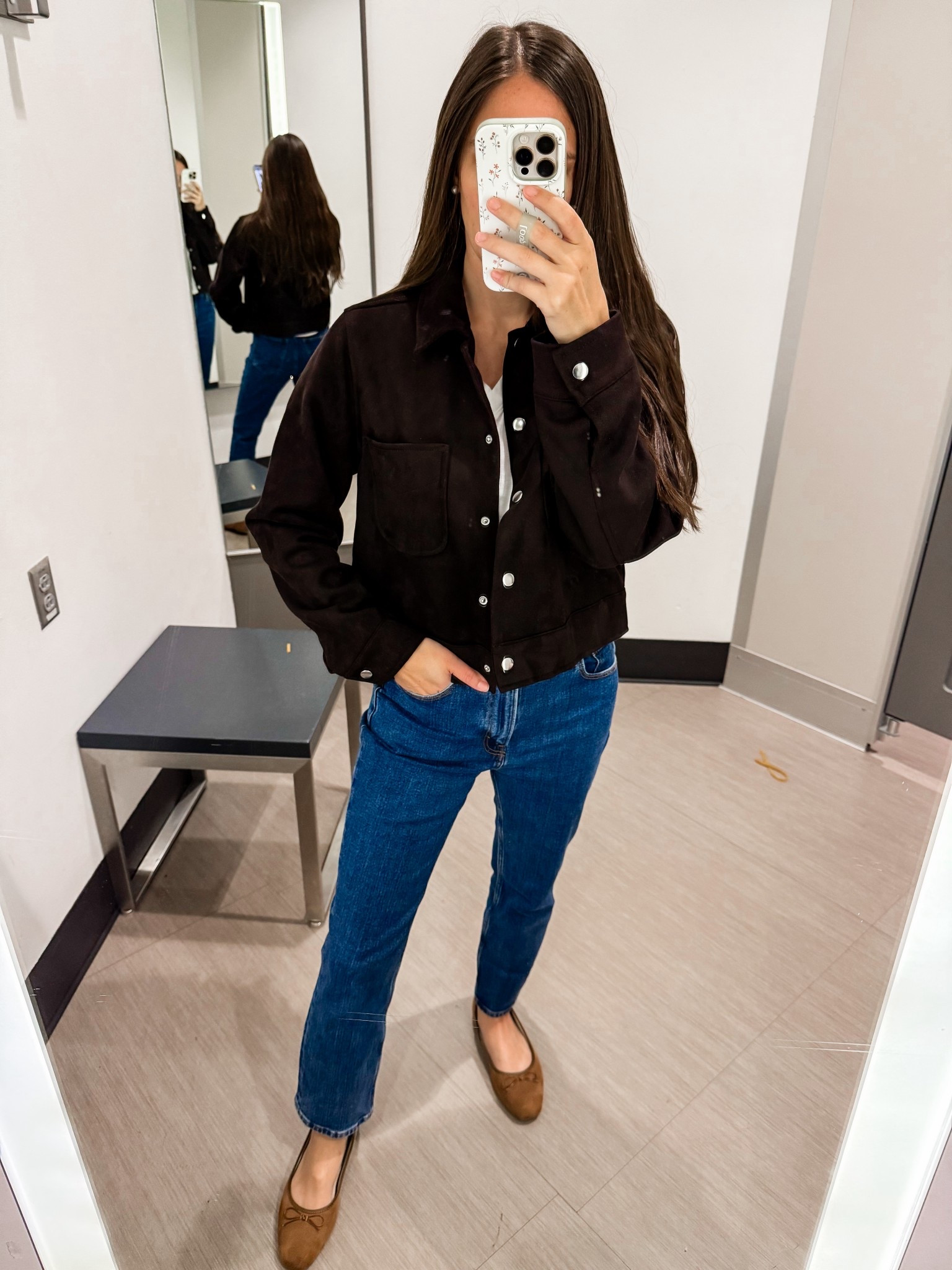 Target new suede jacket so soft wearing XS 
Denim tts short 
Tee XS 
Shoes tts 

#LTKFindsUnder50 #LTKSaleAlert #LTKFindsUnder100