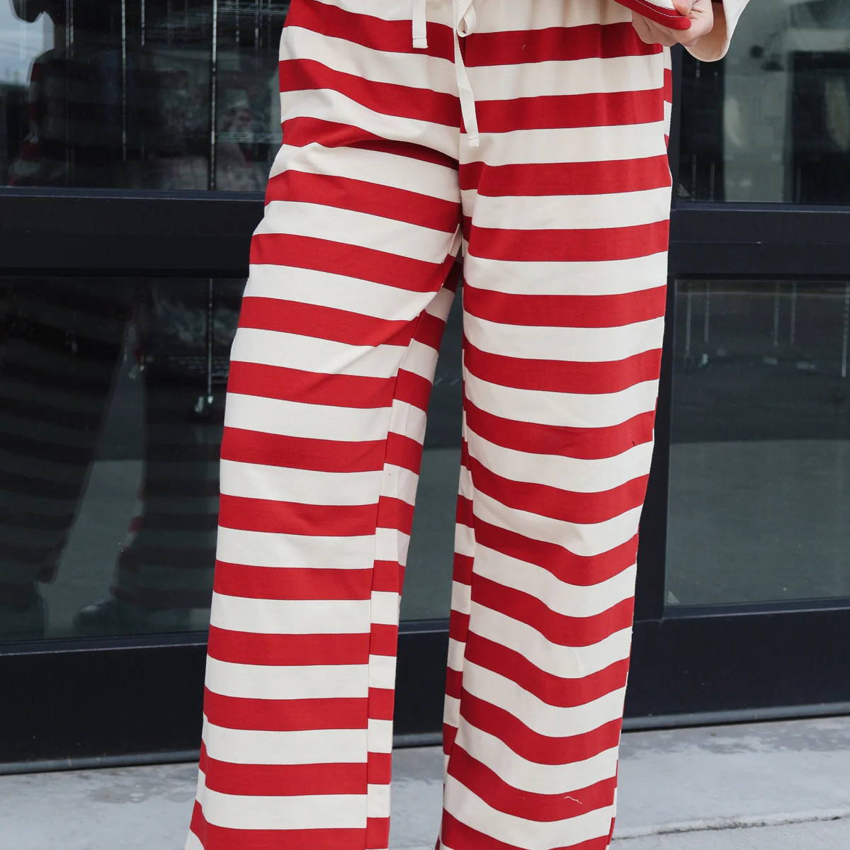 Benji Stripe Pants in Red | Henly