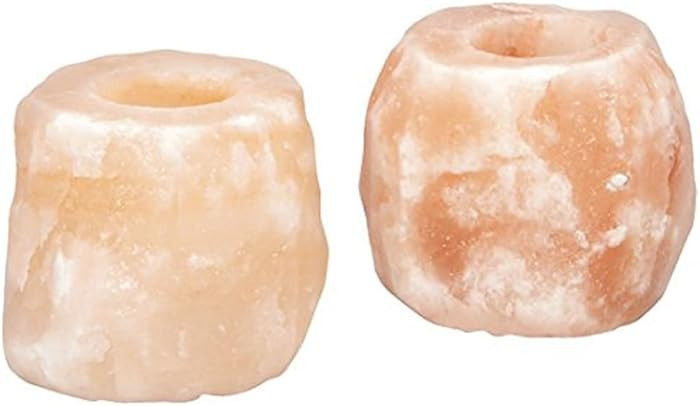 Himalayan Glow Tealight Candle Holder, Home Décor Natural Style Hand Carved Salt Lamp - 2 Pack | Amazon (US)