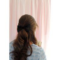 Onyx Black Silk Hair Bow Barrette Clip | Etsy (UK)