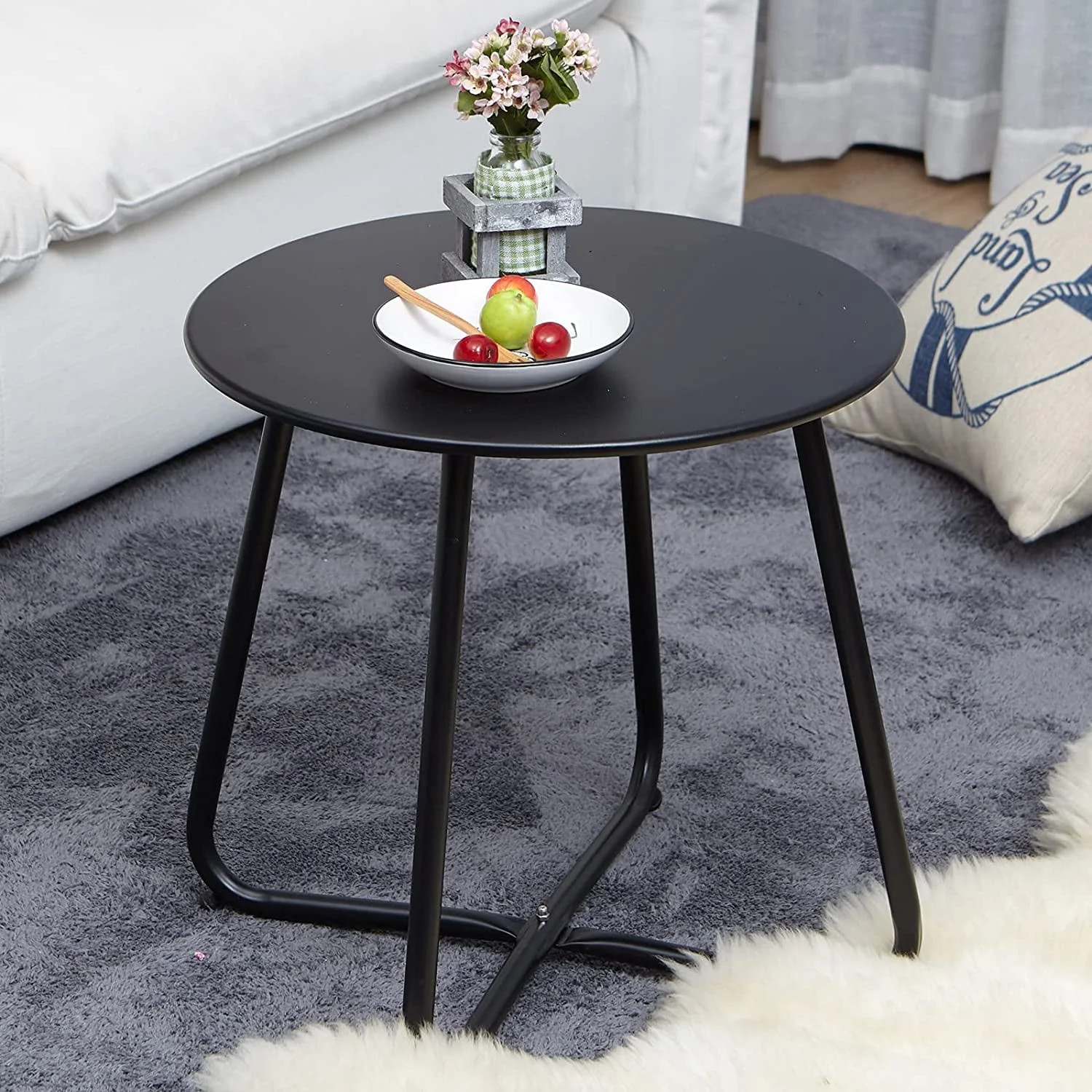 Grand Patio Outdoor&Indoor Steel Patio Side Table, Weather Resistant Outdoor Small Round End Tabl... | Walmart (US)